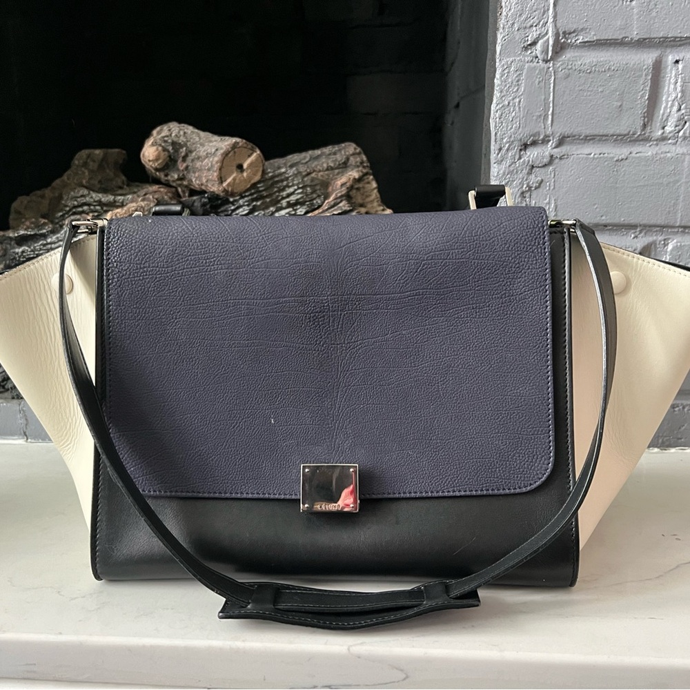 Celine Trapeze Bag- Elegant Black and Cream